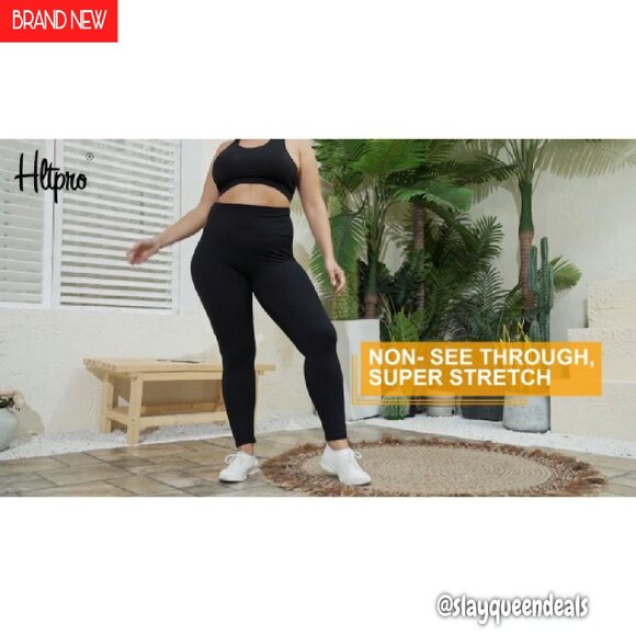 Plus Size High Waist 4-Way Stretch Leggings for Workout Yoga Running - Picture 7 of 8